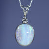 Natural Australian Boulder Opal Silver and Diamond Pendant