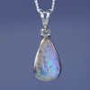 Natural Australian Boulder Opal Silver and Diamond Pendant