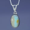 natural Australian Boulder Opal Silver and Diamond Pendant