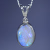 Natural Australian Boulder Opal Silver and Diamond Pendant