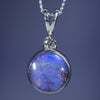 Natural Australian Boulder Opal Silver and Diamond Pendant
