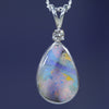 Natural Australian Boulder Opal Silver and Diamond Pendant