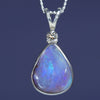 Natural Australian boulder Opal Silver and Diamond Pendant