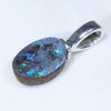 Australian Boulder Opal Silver Pendant with Silver Chain (9mm x 6mm) Code-ESP92