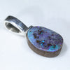 Australian Boulder Opal Silver Pendant with Silver Chain (9mm x 6mm) Code-ESP92