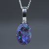 Australian Boulder Opal Silver Pendant with Silver Chain (9mm x 6mm) Code-ESP92