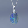 Australian Boulder Opal Silver Pendant with Silver Chain (10.5mm x 8mm) Code-ESP79