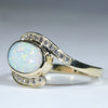 10k Gold - Solid White Opal - Natural Diamonds