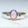 Natural Australian Boulder Opal and Diamond Gold Ring - Size 6.25 US Code - EJ33