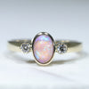 Natural Australian Boulder Opal and Diamond Gold Ring - Size 6.25 US Code - EJ33