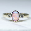 Natural Australian Boulder Opal Gold and Diamond Ring