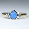 Natural Australian Boulder Opal and Diamond Gold Ring - Size 7.25 US Code - EJ32