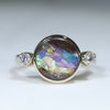 Natural Australian Boulder Opal and Diamond Gold Ring - Size 6.25 US Code - EJ27