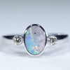 Natural Australian Boulder Opal and Diamond 14K White Gold Ring  - Size 6.25 Code - EJ73