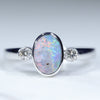 Natural Australian Boulder Opal White Gold and Diamond Ring