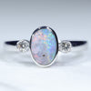Natural Australian Boulder Opal and Diamond 14K White Gold Ring  - Size 6.25 Code - EJ73