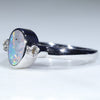 Natural Australian Boulder Opal and Diamond 14K White Gold Ring  - Size 6.25 Code - EJ73