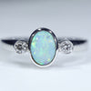 Natural Australian Boulder Opal and Diamond 14K White Gold Ring  - Size 5.75 Code - EJ74