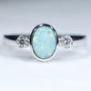 Natural Australian Boulder Opal White Hold and Diamond Ring