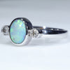 14k White Gold - Solid Boulder Opal - Natural Diamonds
