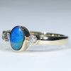Natural Australian Boulder Opal and Diamond Gold Ring - Size 5.75 US Code - EJ40