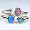 Natural Australian Boulder Opal Gold and Diamond Ring