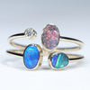 Natural Australian Boulder Opal and Diamond Gold Ring Size - 6.5 US Code  EJ311