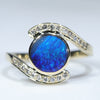 Natural Australian  Boulder Opal and Diamond Gold Ring Size - 7 US Code  EJ34