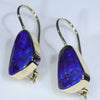 Natural Australian Boulder Opal 18K Gold Earrings (14.5 x 9mm) Code GE113