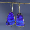 Natural Australian Solid Boulder Opal Gold Earrings
