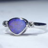 14k White Gold - Solid Boulder Opal - Natural Diamonds