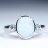 Natural Australian Boulder Opal and Diamond 14K White Gold Ring  - Size 7.25 Code - EJ76