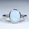 Natural Australian Boulder Opal White Gold and Diamond Ring