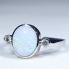 14k White Gold - Solid Boulder Opal - Natural Diamond