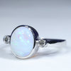 Natural Australian Boulder Opal and Diamond 14K White Gold Ring  - Size 7.25 Code - EJ76