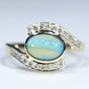Natural Australian Boulder Opal Gold and Diamond Ring