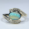 Natural Australian  Boulder Opal and Diamond Gold Ring Size - 6.5 US Code  EJ33