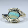 Natural Australian  Boulder Opal and Diamond Gold Ring Size - 6.5 US Code  EJ33