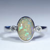 Natural Australian Boulder Opal White Gold and Diamond Ring
