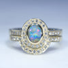 Natural Australian Opal Engagement Gold Wedding Ring Set
