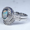 Australian Boulder Opal & Diamond 14k Gold Engagement and Wedding Ring Set - Size  6.5 US Code DWB15