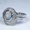 14k White Gold - Solid Boulder Opal - Natural Diamonds