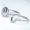 Australian Boulder Opal & Diamond 14k Gold Engagement and Wedding Ring Set - Size  6.5 US Code DWB15