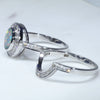 Australian Boulder Opal & Diamond 14k Gold Engagement and Wedding Ring Set - Size  6.5 US Code DWB15