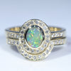 Natural Australian Opal Gold Wedding Ring Set