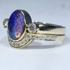 Australian Solid Black Crystal Opal & Diamond Gold Engagement and Wedding Ring Set - Size 7 US Code DWB17