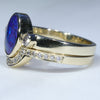Australian Solid Black Crystal Opal & Diamond Gold Engagement and Wedding Ring Set - Size 7 US Code DWB17