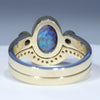 Australian Solid Black Crystal Opal & Diamond Gold Engagement and Wedding Ring Set - Size 7 US Code DWB17