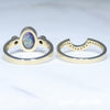 Australian Solid Black Crystal Opal & Diamond Gold Engagement and Wedding Ring Set - Size 7 US Code DWB17
