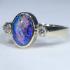 Australian Solid Black Crystal Opal & Diamond Gold Engagement and Wedding Ring Set - Size 7 US Code DWB17